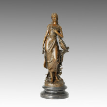 Femme Intérieur Décoration de La Maison Bronze Sculpture Chanteur En Laiton Statue TPE-482